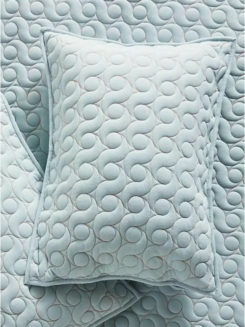 Anthropologie Embroidered Light Blue Ainsley Standard Sham Textured Quilted NEW